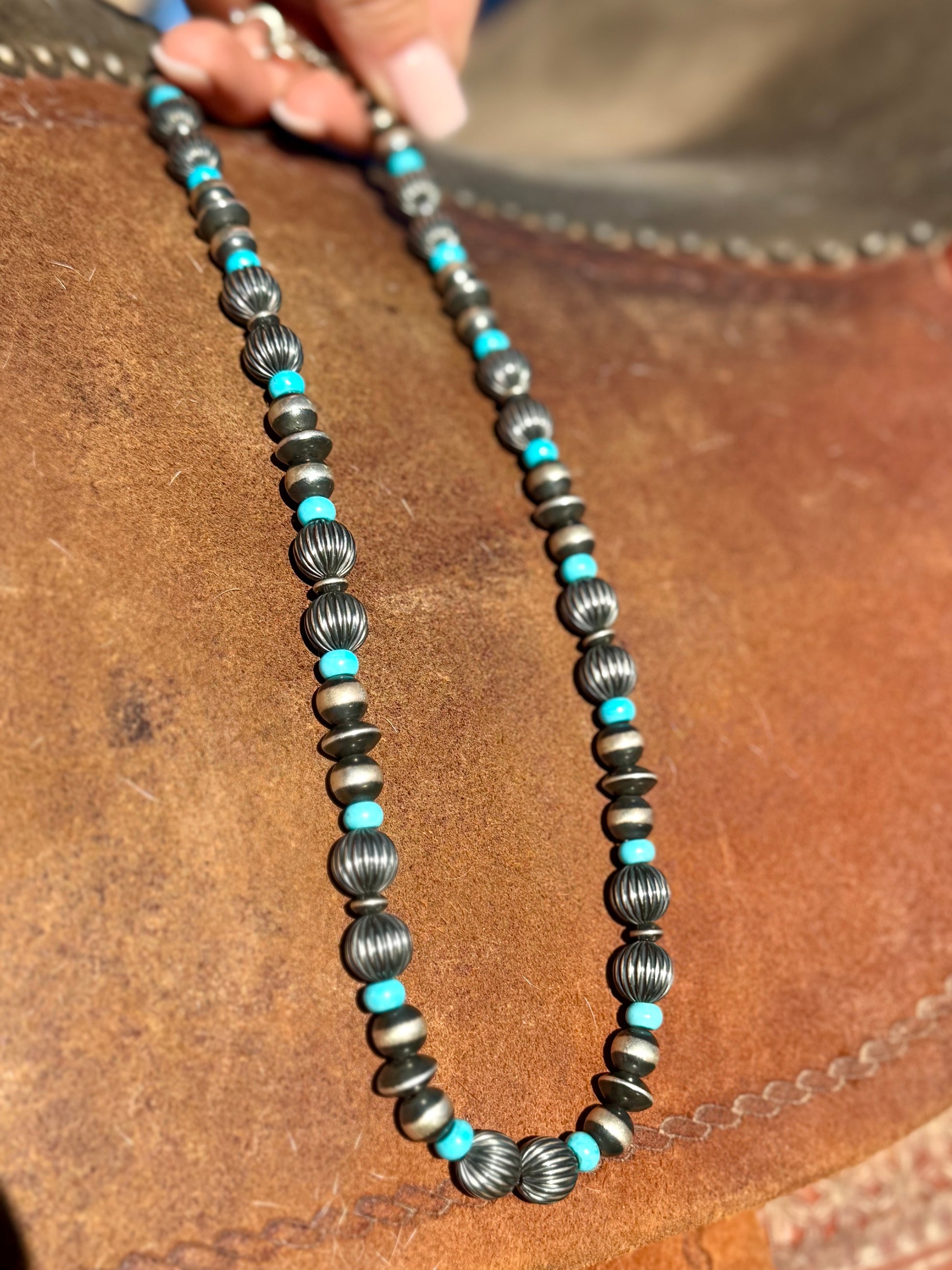 Navajo pearls with turquoise necklace ￼