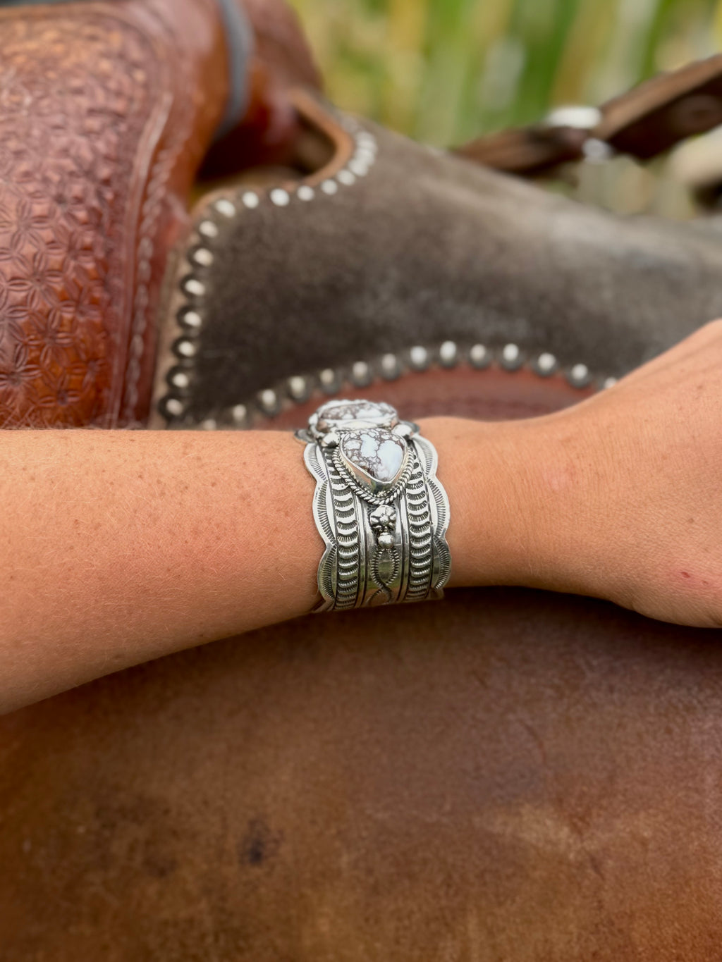 White buffalo cuff