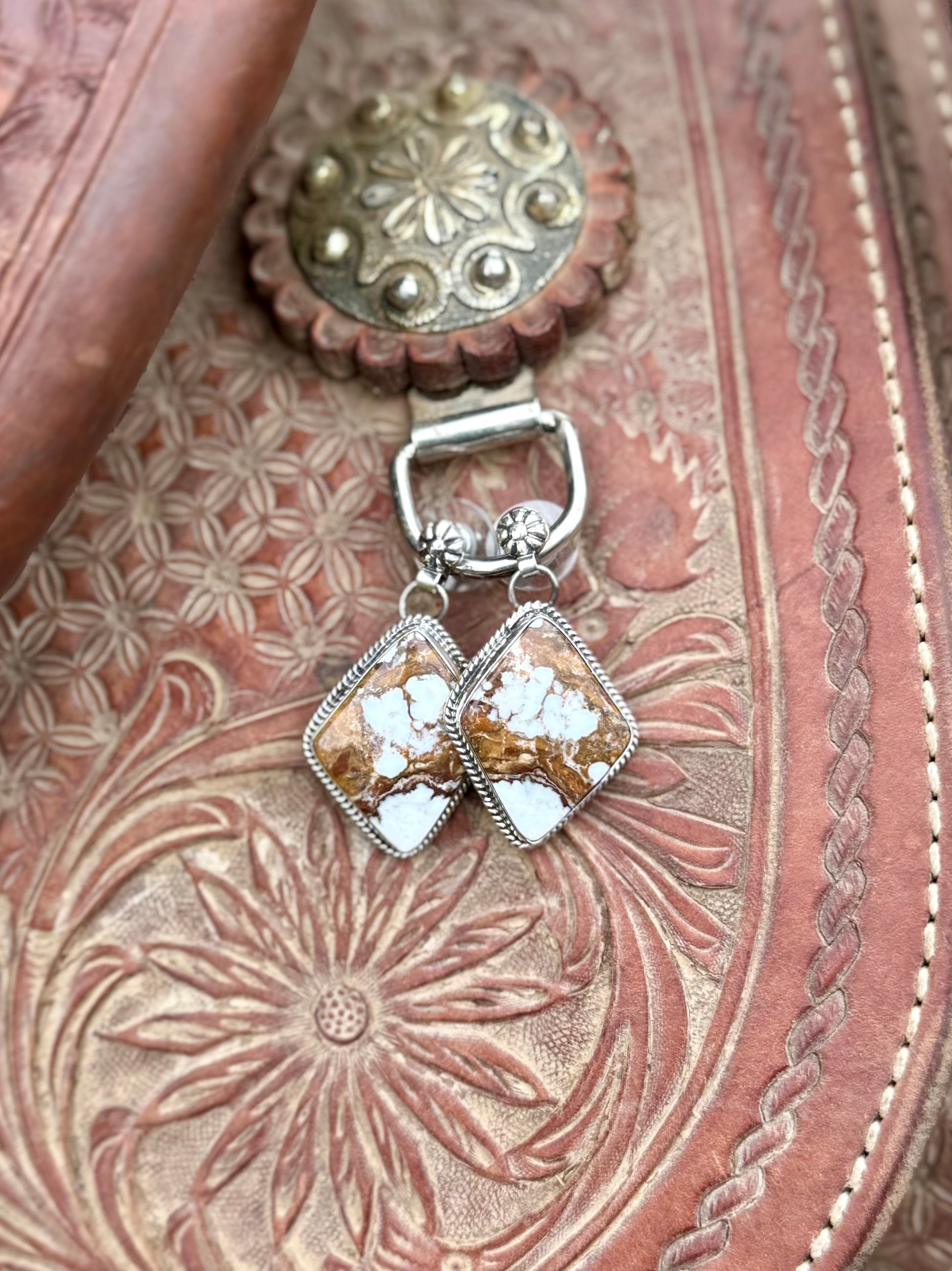 White buffalo earrings