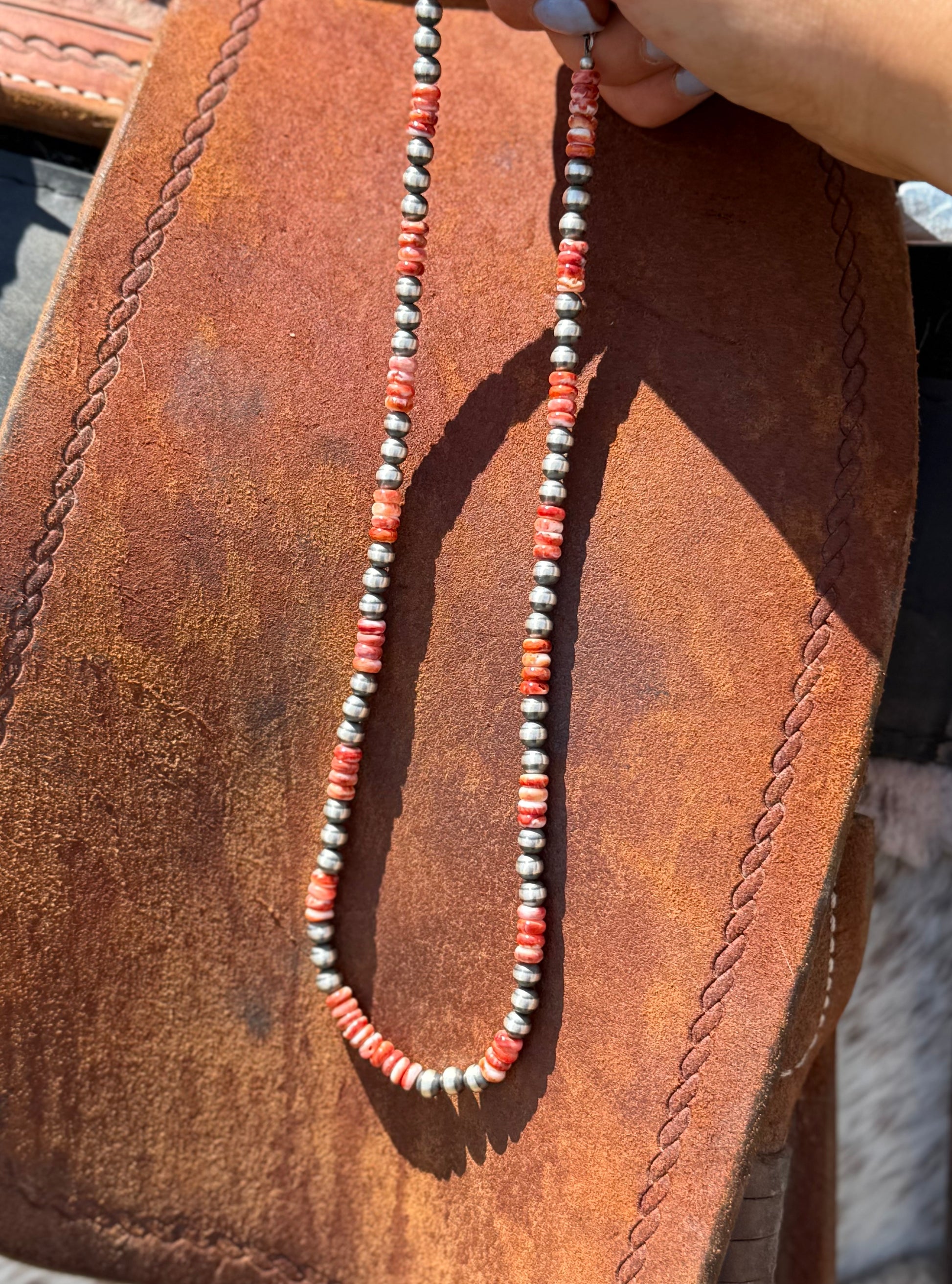 Navaho pearl and Spiny oyster shell necklace