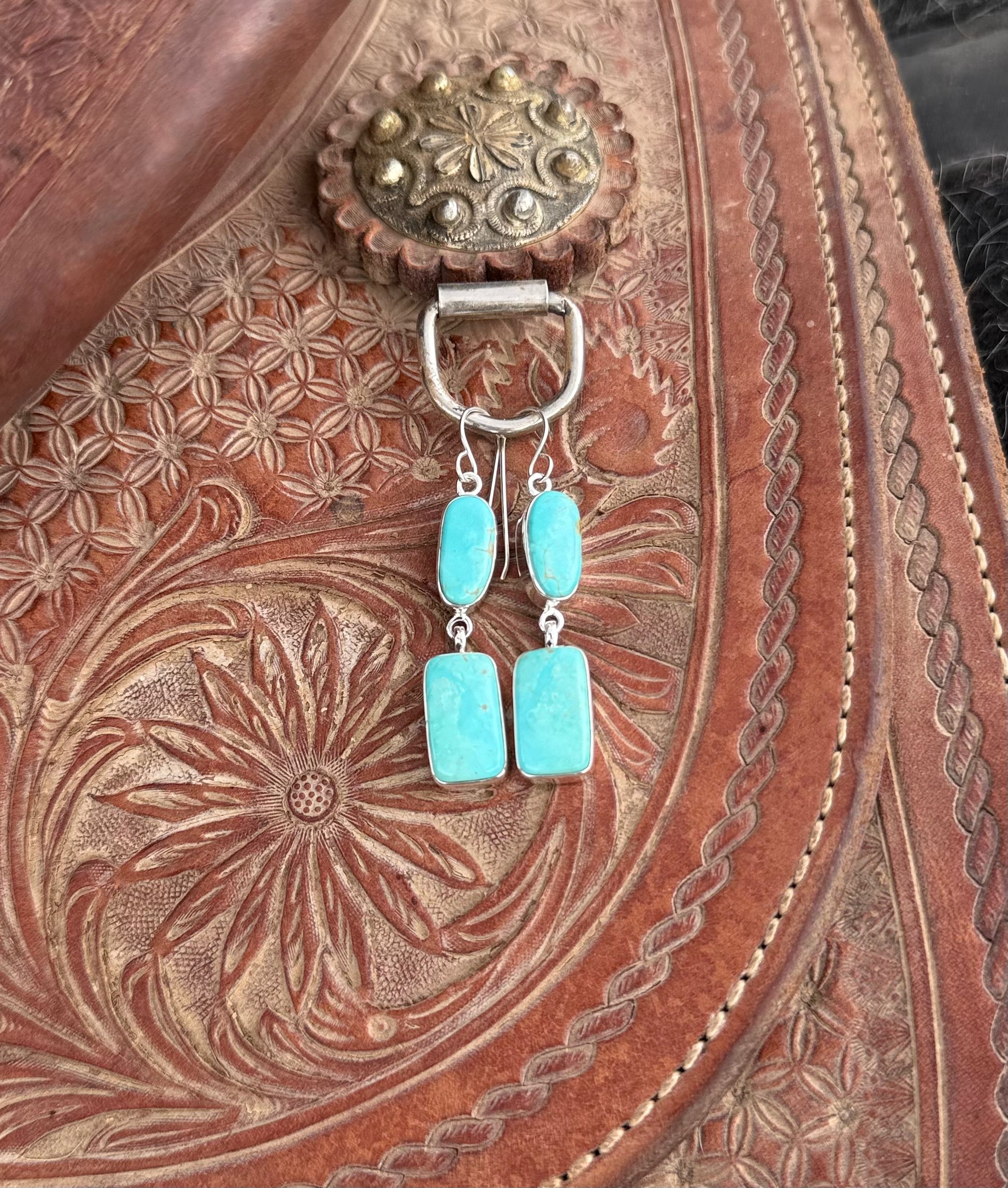 Double drop turquoise earrings