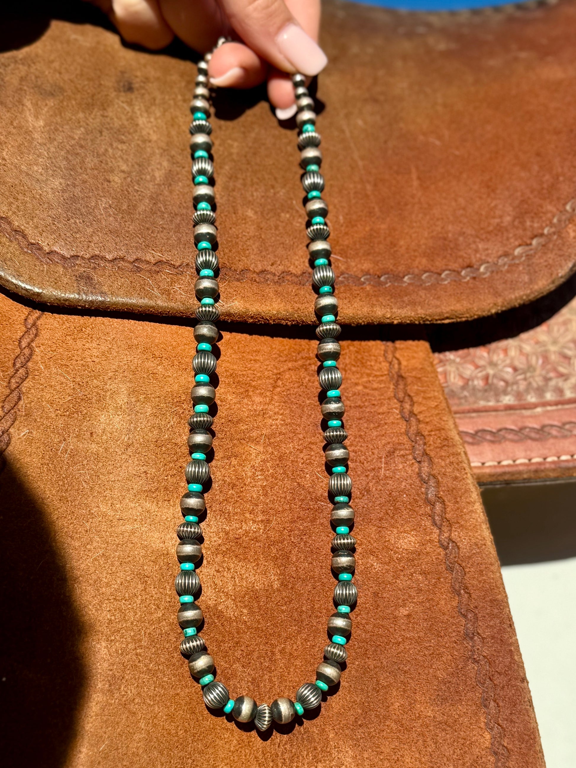 Navajo pearls with turquoise necklace ￼￼