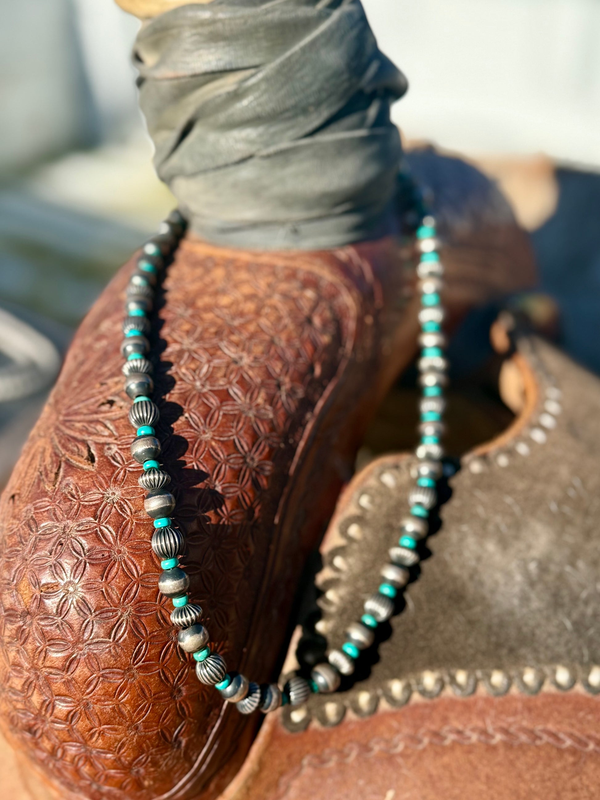 Navajo pearls with turquoise necklace ￼￼