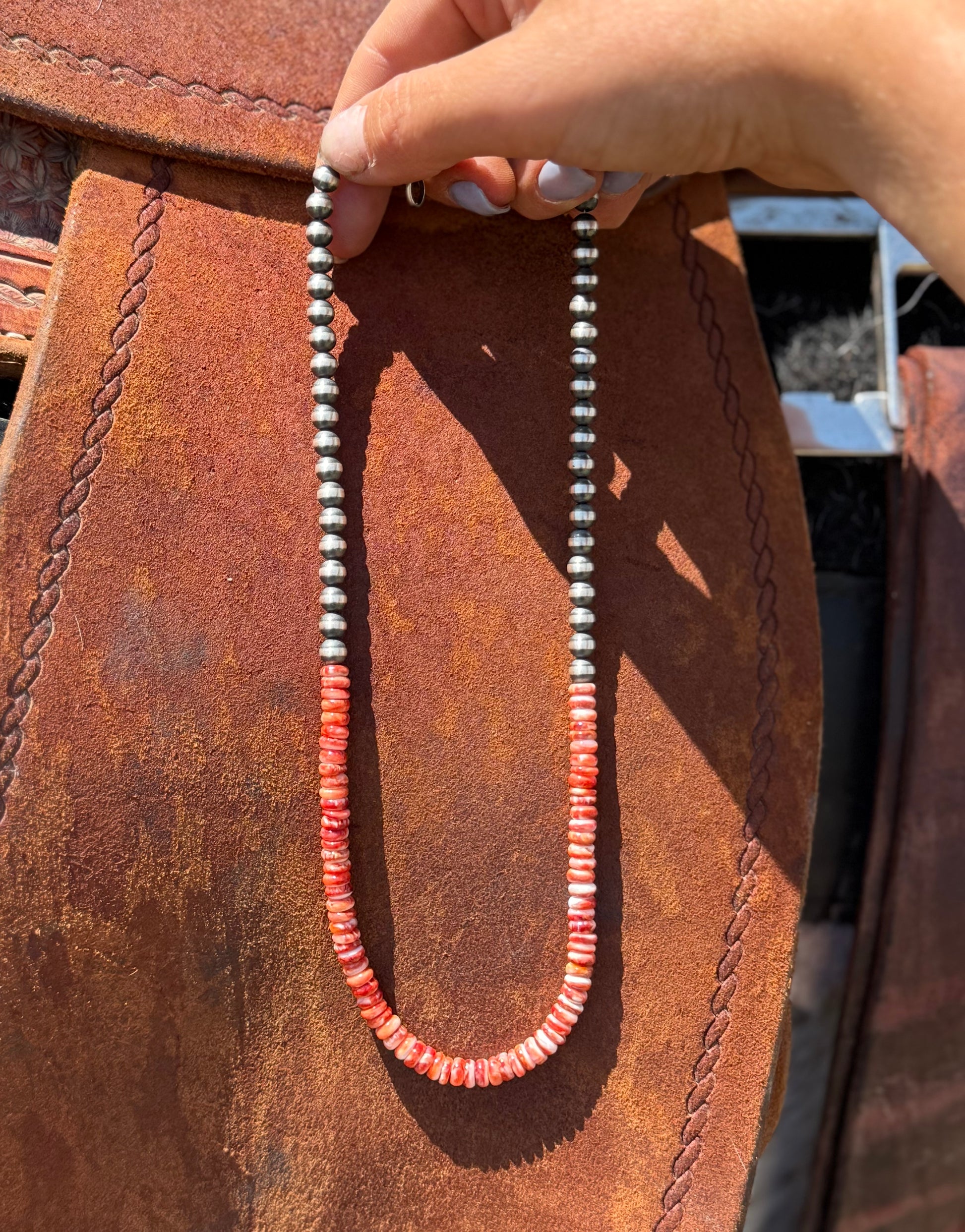 Navaho pearl and Spiny oyster shell necklace
