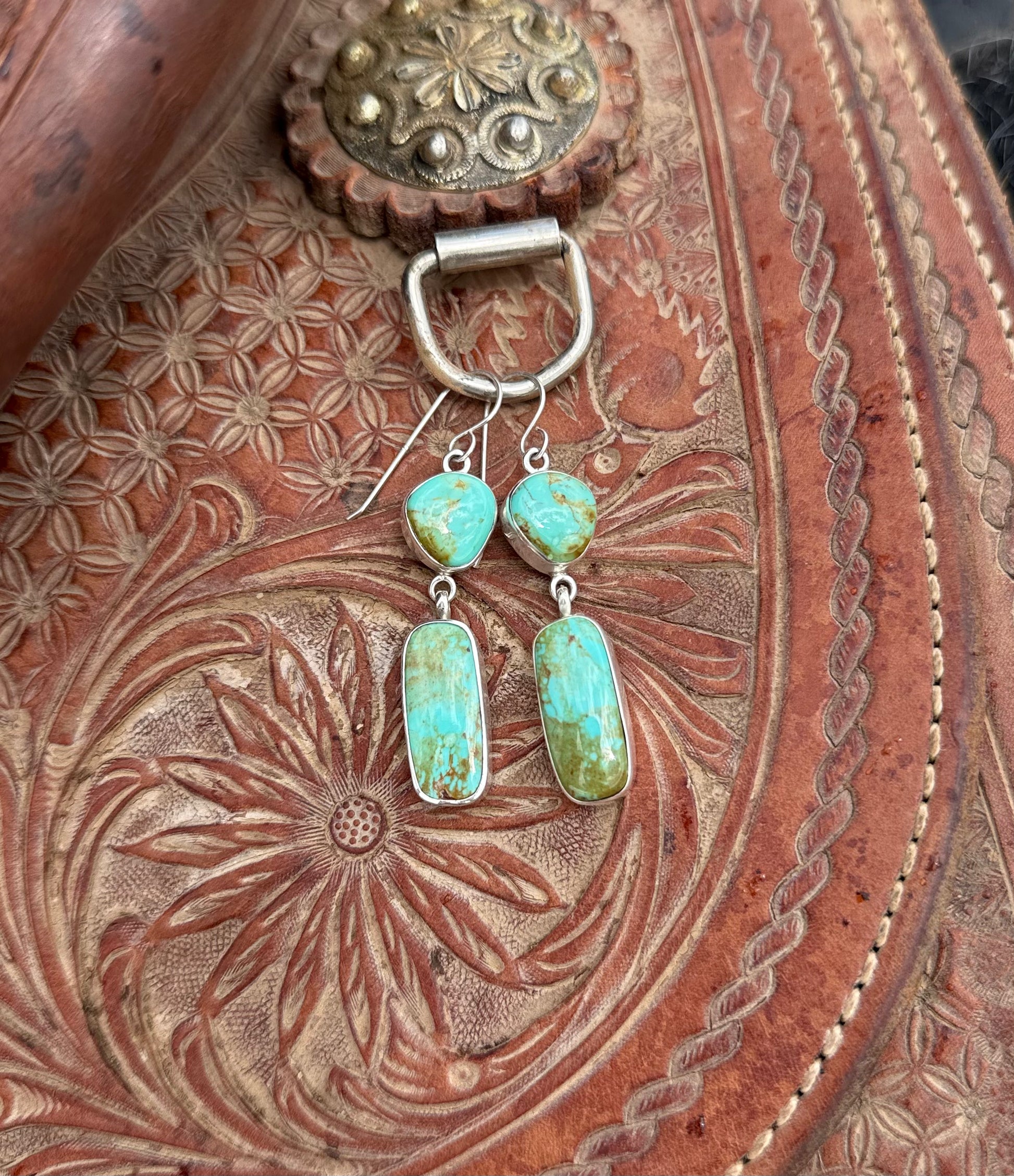Double drop turquoise earrings