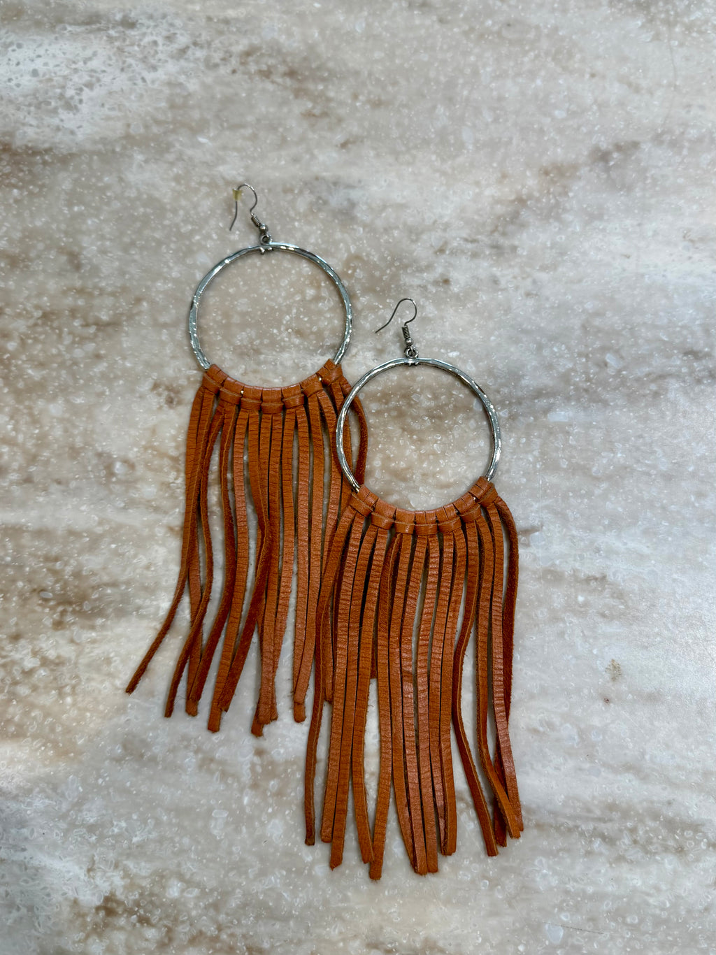 Leather hoop dangles