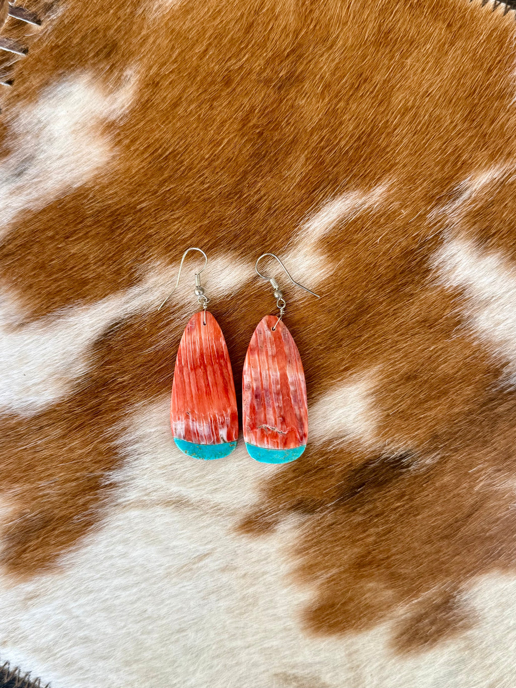 spiney oyster shell and turquoise earrings