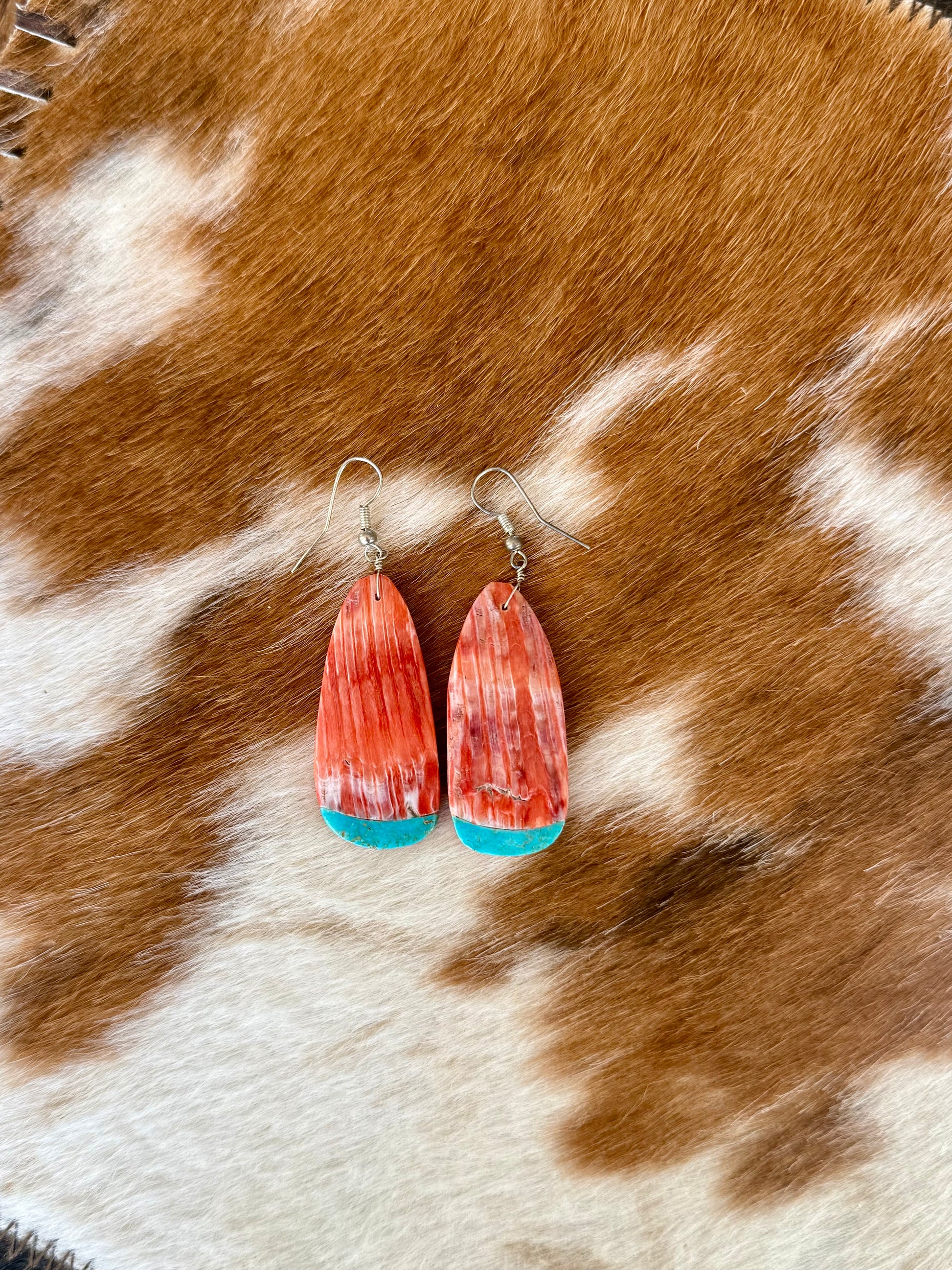 spiney oyster shell and turquoise earrings