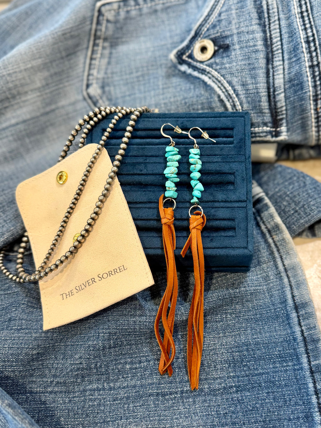 Extra long leather earrings