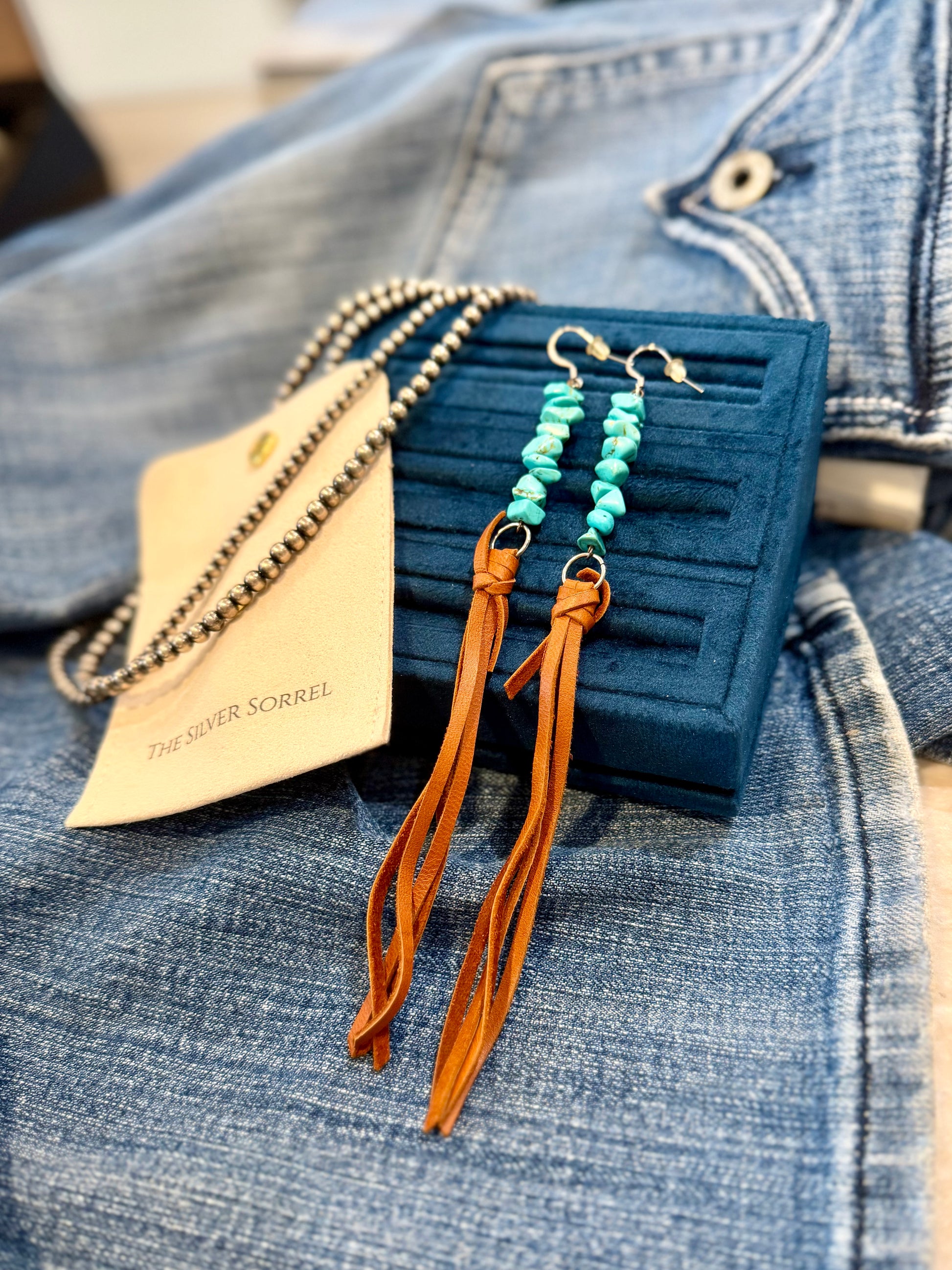 Extra long leather earrings