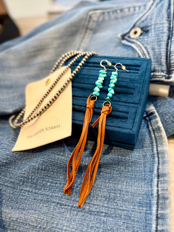 Extra long leather earrings