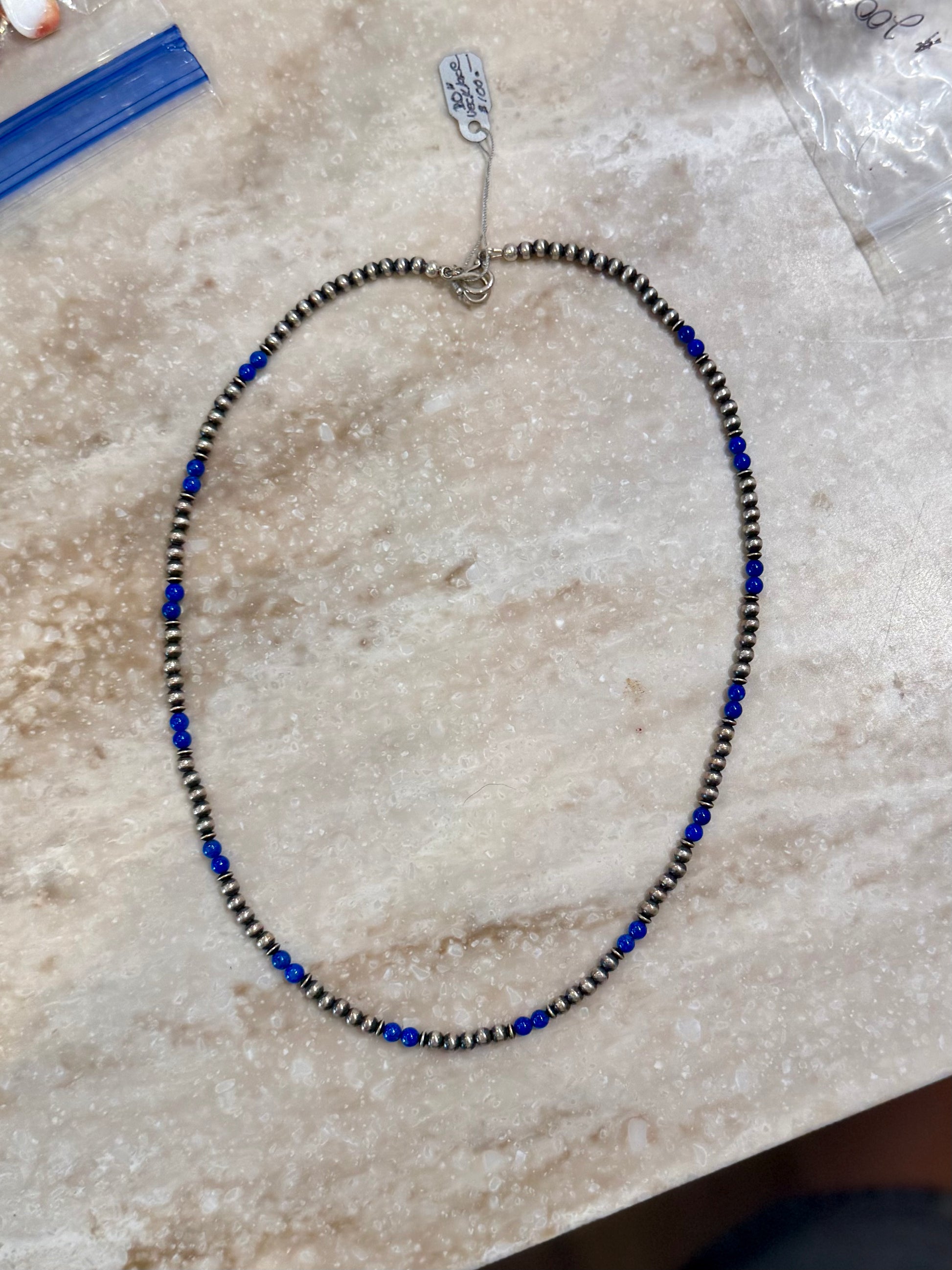 Lapis and pearl necklace