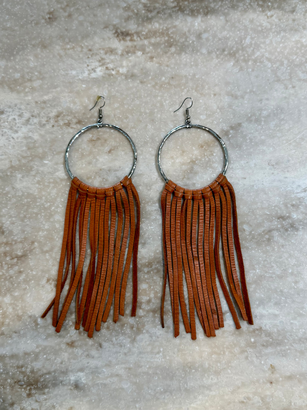 Leather hoop dangles